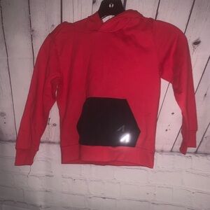 Kids Red Hoodie with Black Pocket